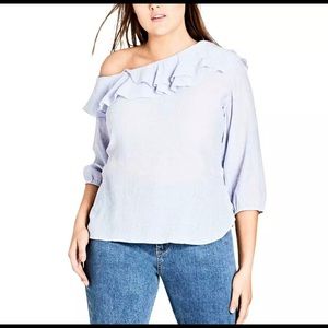 City Chic Plus sizes Ruffled One Shoulder Blouse